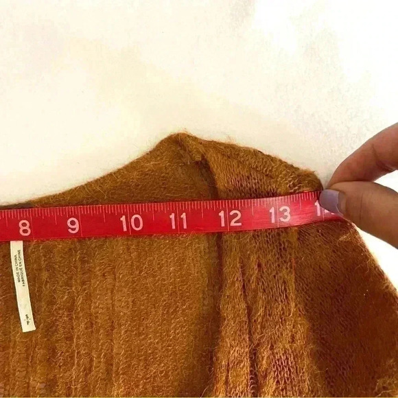 Free People Waterfall Boho Sweater Honey Alpaca Blend V-Neck Sweater Size S - Picture 14 of 16